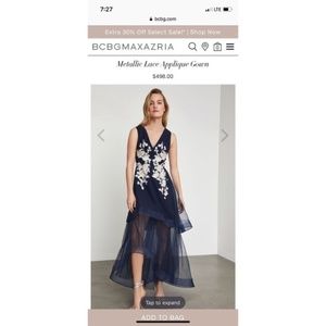 BCBG MAXAZRIA Metallic Lace Applique Gown Sz 2